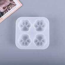 1pc 4-Cavity Cat Paw Shaped Silicone Mold, Resin Clay Plaster Mold, Candle Wax Melt Mold, Pendant Mold, DIY Craft Supplies - White - View 4