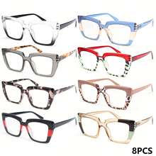 8pcs Women's Reading Glasses Multi Pack Korean Style Tortoiseshell And Multicolor Frames Presbyopia Eyewear Spectacles For Women - 8pcs - 查看 2