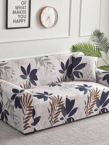 1 pieza Funda de sofá de cobertura completa con estampado de hojas, hecha de tela de poliéster, lavable a máquina, adecuada para el hogar, el aula, el hotel, todas las estaciones - Hoja de arce - Ver 10