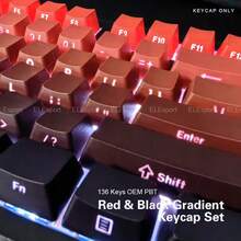 幸运女神微笑键帽，红黑渐变侧印键帽，PBT双色注塑工业OEM高度，136键侧印半透明耐用DIY键帽，适用于60/64/68/75/80/96/98/104/108键键盘 - 紅黑色 - 查看 4