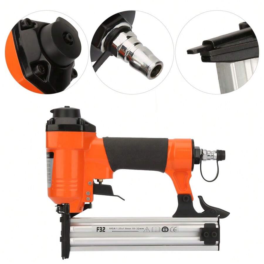 Clavadoras Neumáticas Neumáticas Rectas para Pistola Grapa F32 para Pistola Grapadora Pistola para Pistola Grapadora de Calibre 18 para Pistola Grapadoras de Acabado - Naranja - Ver 1