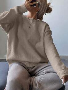 Pull tricoté pour femmes, nouveau modèle automne/hiver - Pull d'hiver de la Saint-Valentin automne/hiver - Design nœud papillon ajouré dans le dos, pull réversible à manches longues pour l'hiver - marron clair - Voir 5