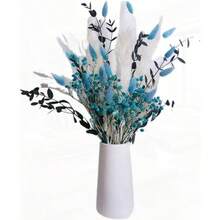 70 Piezas de Flores Artificiales secas Azules Ramo Elegante y auténtico for el hogar jarrón Sala de Estar Golden - Dorado - Ver 1