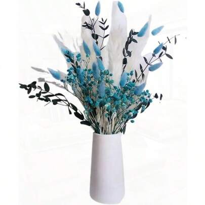 70 Piezas de Flores Artificiales secas Azules Ramo Elegante y auténtico for el hogar jarrón Sala de Estar Golden