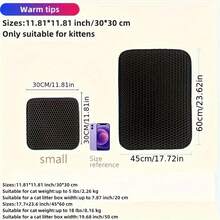 1片猫砂垫,升级防水防漏底层,蜂窝状接砂垫,可水洗,易清洁,防猫砂撒落,黑色 - 黑色 - 查看 5
