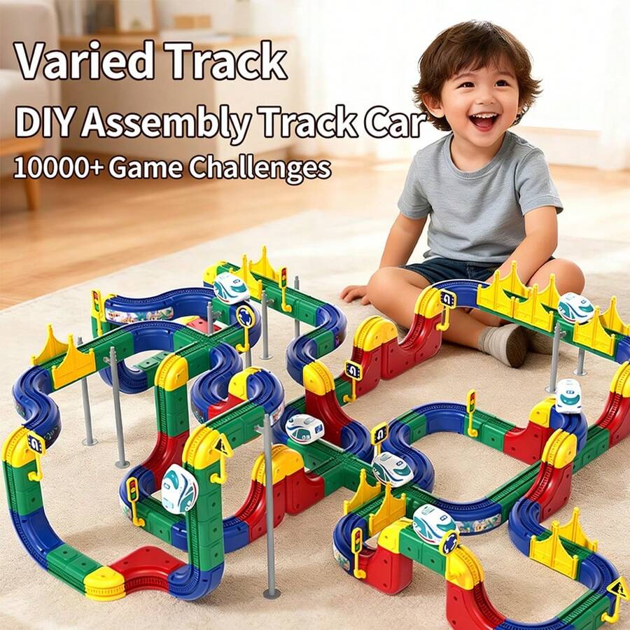 3D Modular Electric Train Set For Children 3+ Years Old, Flexible Track Building Toy With 360° Rotation, STEM Learning Gift - Multicolor - View 1