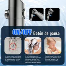 htyCabezal de Ducha de Mano Con interruptorAlta Presion Y Multiples Modos De Pulverizacion Filtro De Agua Suave De 18 Etapas Con Manguera De 150 Cm Cinta De Agua Y Soporte. Grisyfg - Gris - Ver 7