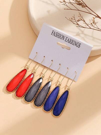 3 pares de pendientes bohemios de diseño geométrico de gota de agua de estilo largo, adecuados para uso diario, fiestas, vacaciones y reuniones de mujeres