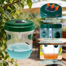 3 Reusable Wasp Traps I Hornet Traps Hanging Solar With LED Light To Attract Insects, Fly Repeller, Insect Catcher-Cozy Garden Gift - 黃色 + 橘色 + 綠色 - 查看 3