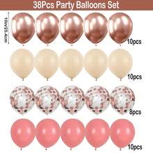Rose Gold Pink Balloon Set, Includes 38pcs 10-Inch Metallic Rose Gold, Sand White, Vintage Pink Latex Balloons, With Rose Gold Foil Confetti Balloons, Optional Ribbon Matching, Perfect For Birthday, Theme Party, Shower, Wedding, Valentine's Day, Proposal Engagement, Anniversary, Prom, Gender Reveal Decoration And Other Important Holiday Indoor/Outdoor Scenes Photo Props - Rose Gold Multicolor - View 3