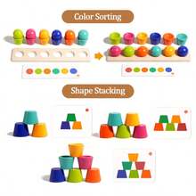 Wooden Colorful Ball Cup Sorting Toy, Color Matching And Hand-Eye Coordination Fine Motor Skills Training Game, Educational Toy Gift - Multicolor - View 4