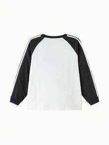 Balabala Unisex Kids Long Sleeve Crewneck T-Shirt, Breathable Cotton Feel, Easy Match - Black and White - View 2