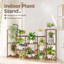 Large Plant Shelf Outdoor Wood Plant Stand Large Rack For Living Room Patio, Balcony And Garden,37148569 - 水鴨藍 - 查看 2