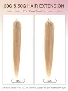 Natural Black Straight Human Hair Extensions, Invisible Micro Bead Thickened Micro Loop Hair Extensions - S18/613 - View 5