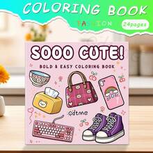 GDTME 1 Pc Makeup Coloring Book, 24 Pages, Includes Many Cute Plush Makeup Items, Suitable For Adults And Children, Can Be Used As Back To School Gift, Spring Gift, Valentine's Day Gift, Stationery Or Home Decor, Size 7.9 X 7.9 Inches. - Multicolor - View 16