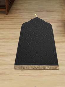 1件流苏祈祷垫，中东风格印花地毯 - 防滑，可折叠加厚跪垫，柔软可水洗，适合斋月期间家庭礼拜和宗教场所使用