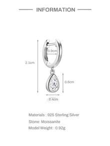 EleRunis 1PC 0.2ct Moissanite Diamond 925 Sterling Silver Flower Marquise Star Asymmetric 18K Gold Plated Flat Back Cartilage Helix Threaded Piercing Hoop Earring Fine Jewelry For Daily Wear Wedding Party Engagement Anniversary Valentine's Day - Silver - View 20