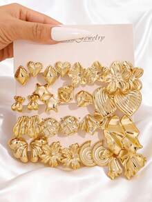 1 Set Fashionable Cute Bear & Flower Multi-Element Stud Earrings, Daily Wear Earring Set, Ideal Gift For Friends On Holidays And Birthdays