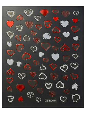 2 st hjärtformade alla hjärtans dag nagelkonstklistermärken, krokigt hjärta, röda läppar, självhäftande nageldekaler med krona, nagelkonstklistermärken och dekaler, gör-det-själv-berlockdekoration för alla hjärtans dag-naglar