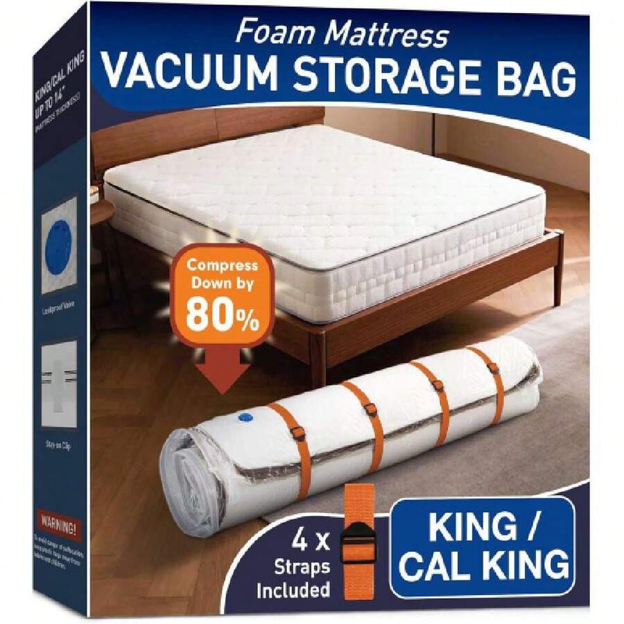 Mattress Vacuum Storage Bag For Memory Foam, Latex And Hybrid Mattress, Easy Moving And Storage (King/Cal King Size),37104095 - Army Green - View 1