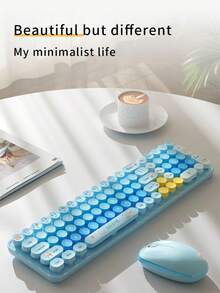 MOFII BabyBear 2.4G Wireless Keyboard And Mouse Combo, Ergonomic Design, Cute Cartoon Round Keycaps, Silent Typing, Compact And Portable, Suitable For Laptop, PC, Office And Home Use - Multicolor - View 4