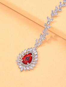 1 chiếc Maang Tikka hình giọt nước đính đá Zirconia, phụ kiện đội đầu truyền thống thanh lịch kiểu Âu và Mỹ. - bạc - Xem 5