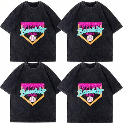Camiseta de béisbol Mama Home Plate con helado y chispas, 5 tallas disponibles, 4 estaciones, ropa deportiva universal lavable, casual y multiusos para mujeres