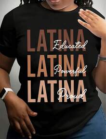 Latina Educated Powerful Proud T-Shirt For Women - Empowering Latino Heritage Gift Perfect For Hispanic Pride Cultural C 220g High-Quality Pure Cotton T-Shirt With Minimalist Printing, Soft And Breathable Fabric, Comfortable And Loose Camisetas Para Hombre Graphic T Shirts Playeras De Hombre - 黑色4 - 查看 1