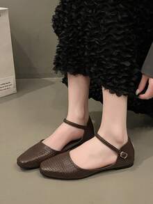 Giày bệt Mary Jane kiểu retro cho nữ, mẫu mới mùa xuân/hè 2026, giày quai ngang tối giản thoải mái. - màu nâu - Xem 7