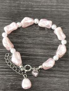 新款心形粉色珍珠手链，独特、时尚、优雅 - 彩色 - 查看 9