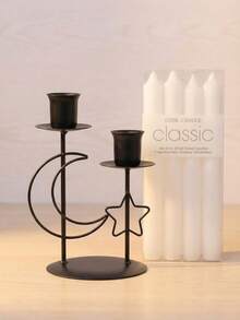 1 قطعة/مجموعة حامل شمعة رمضاني من الحديد الأنيق، مثبت على الطاولة، ديكور رومانسي لطاولة الطعام المنزلية، مصنوع من مواد متينة، مثالي لعشاء الشموع والديكور المنزلي، مناسب لجميع المستخدمين، بأشكال نجمة وقمر وفانوس - متعدد الألوان - مشاهدة 15
