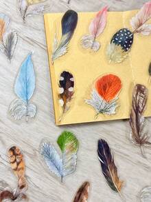 Bộ 40 miếng dán PET trong suốt hình cây cỏ, bướm, lông vũ kiểu cổ điển, thích hợp trang trí sổ lưu niệm, đồ thủ công DIY, album ảnh, nhật ký. - Nhiều màu - Xem 8