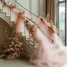 Tecido Romântico Rosa Empoeirado Transparente, Perfeito para Cerimônia de Casamento, Recepção de Casamento, Ocasiões Românticas, Noivado, Dia dos Namorados, Pode Ser Usado como Caminho de Mesa, Decoração de Vaso Gigante - Multicolorido - Visão 9