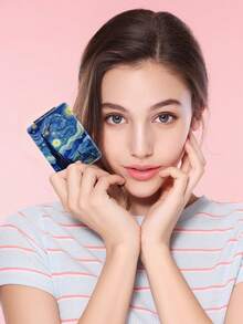 1 Stück Vintage Ölgemälde Stil Van Gogh Serie tragbarer Kospiegel, faltbar leicht kompakt praktisch Handhandspiegel, strapazierfähiges PU-Ledertasche, vielseitig für alle, rechteckiger Taschenspiegel mit Vintage Ölgemälde Elementen Design, zarte Faltstruktur, kratzfest und zuverlässig, leicht mitzunehmen, 180° doppelseitiger Klappspiegel, multifunktional - Verschiedenfarbig - Übersicht 4