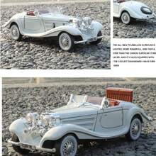 1:32 Scale 1935 Classic Vintage 500K 2-Door Convertible Antique Car Model, Classic Vehicle Replica. Pull Back & Go, Metal Structure, Openable Doors, Front & Rear Hoods. Suitable For Bedroom, Living Room Decor, Holidays, Parties, Kids' Birthdays, Car Enthusiasts' Collection Gift