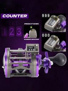 SOUGAYILANG Full Metal Trolling Reel With Precise Line Counter & Line Out Alarm - 3.8:1 Gear Ratio, Aluminum Spool & Handle Arm, For Trolling, Deep-Water Jigging, Lead Sinker Fishing & Raft Fishing