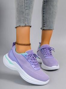 STEPREACH 女士春季新款休闲运动鞋，时尚透气轻便防滑耐穿运动鞋，平底乐福鞋 - 紫羅蘭色 - 查看 6
