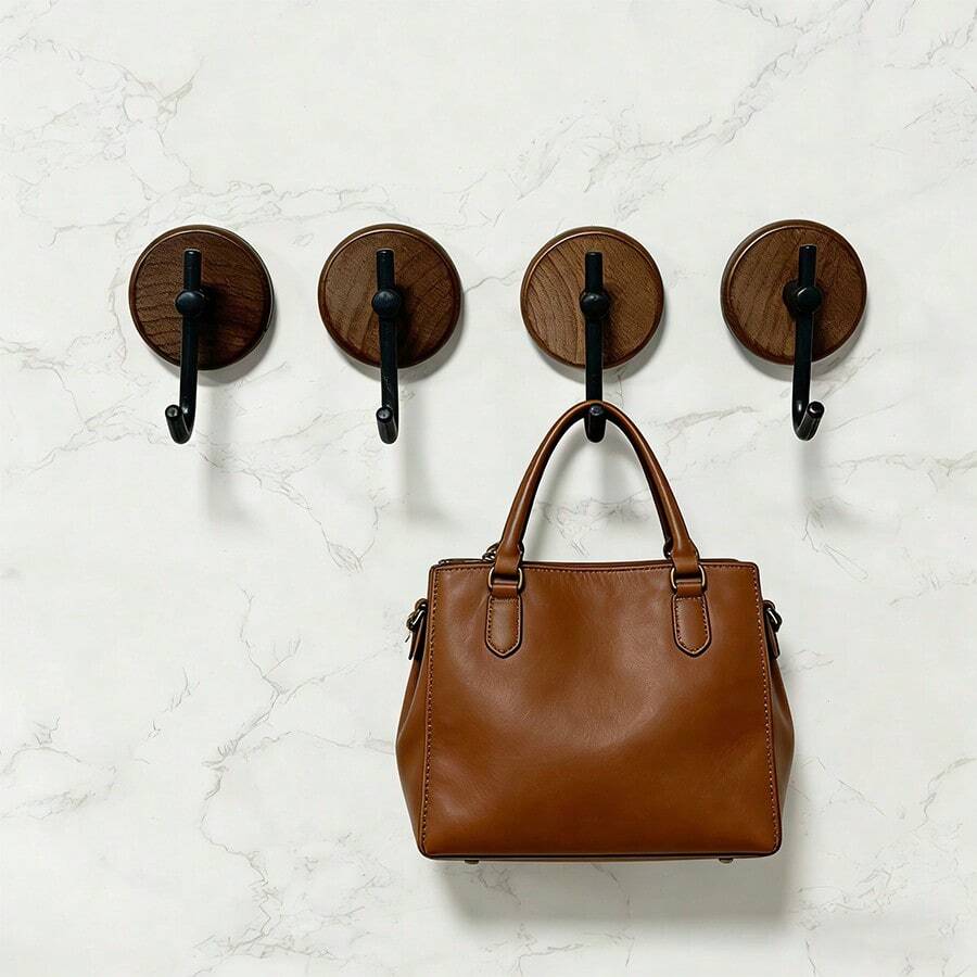 1pc/4pcs Wooden Wall Hooks - Clothes Hooks, Key Hooks, Bathrobe & Towel Hooks, Auxiliary Hooks, Home Storage Hooks, Heavy Duty & Durable