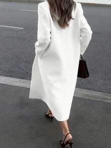 优雅简约高端复古通勤长款大衣，白色，宽松版型 - 白色 - 查看 3
