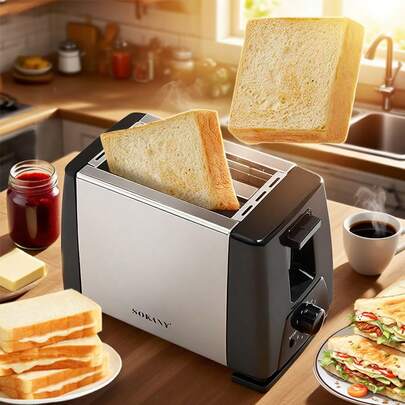 2-Piece Ultra Wide Slot Toaster, Stainless Steel Toaster With 6 Toast Settings, Detachable Crumb Tray And Compact Design, Perfect For Baking Bread, Bagels, Waffles And Puff Pastries