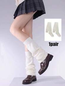 1 Pair/Set Bubble Leg Warmers, Japanese Style Thigh High Leg Warmers, Slimming, JK Sock Cover For Women, Japanese School Style Lightweight Slouch Leg Warmers, Japanese School Style Solid Color Simple All-Match Versatile Slouch Leg Warmers, Slimming Autumn/Winter Long Mid-Calf Elephant Leg Warmers - Multicolor - View 12