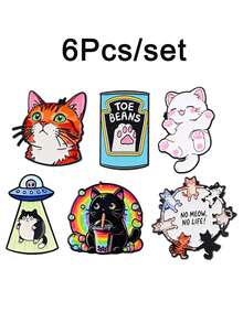 1PC Kawaii Cat Series Enamel Pin UFO Brooches For Women Lapel Pins Badge On Backpack Cloths Accessories Fashion Jewelry Gifts