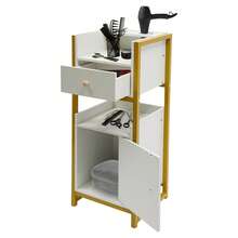 FOGGBET Barber Salon Rolling Trolley Cart, Multifunctional Beauty Salon Storage Rack, Large Capacity Storage Cosmetic Organizer, Barber Station With Drawers And Hair Dryer Racks - White, Gold - View 10