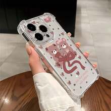 Funda para teléfono con diseño de oso y lazo Play Element, compatible con iPhone 16, 15, 14 Pro Max, 13, 12, 11, XR y XS Plus. Fabricada en silicona TPU, ofrece protección contra golpes y caídas, además de una excelente sensación al tacto. Es el regalo ideal para familiares, amigos y seres queridos. - transparente - Ver 2