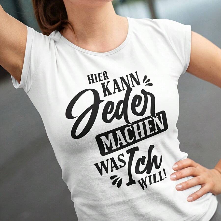 Here Anyone Can Do What I Want Sayings Fun Funny Comedy Fun Women's T-Shirt- - 灰色 - 查看 1