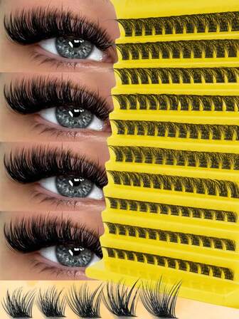 120 kluster, stor sats, D-Curl individuella klusterlösögonfransar, återanvändbara och enkla att applicera, högkvalitativt voluminöst fransset, perfekt för vardagliga och glamourösa festlooker, julklapp, söt liten present till kvinnor, reseviktigt, lätt att bära med sig