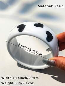 1 chiếc vòng tay nhựa hình trái tim và ngôi sao chấm bi đen nền trắng thời trang, phong cách Y2K, đa năng, cá nhân hóa. - Nhiều màu A - Xem 10