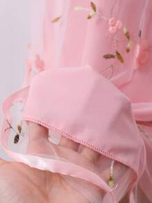 Vestito in rete con fiocco decorativo floreale, dolce e carino, adatto per primavera/estate per ragazze - Rosa - Visualizzare 10