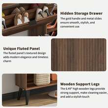 Narrow Shoe Storage Cabinet, Shoe Organizer With 2 Flip Drawers 5-Tier, Removable Freestanding Hidden Shoe Storage Cabinet For Entryway, Hallway - 核桃 - 查看 8