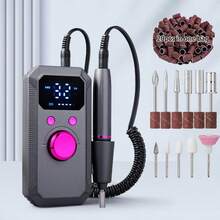 20,000转/分钟可充电电动美甲钻，专业便携式美甲锉机，适用于亚克力、凝胶美甲抛光，包含11个砂磨头和20个砂磨带，无线高速，适合美甲沙龙和家庭使用，是送给女性的绝佳礼物。